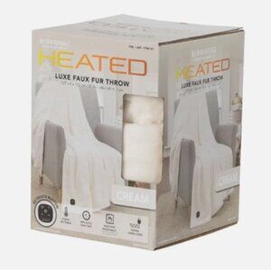 Berkshire Blanket & Home - Heated - LUXE FAUX FUR THROW. CREAM 50in x 60in.